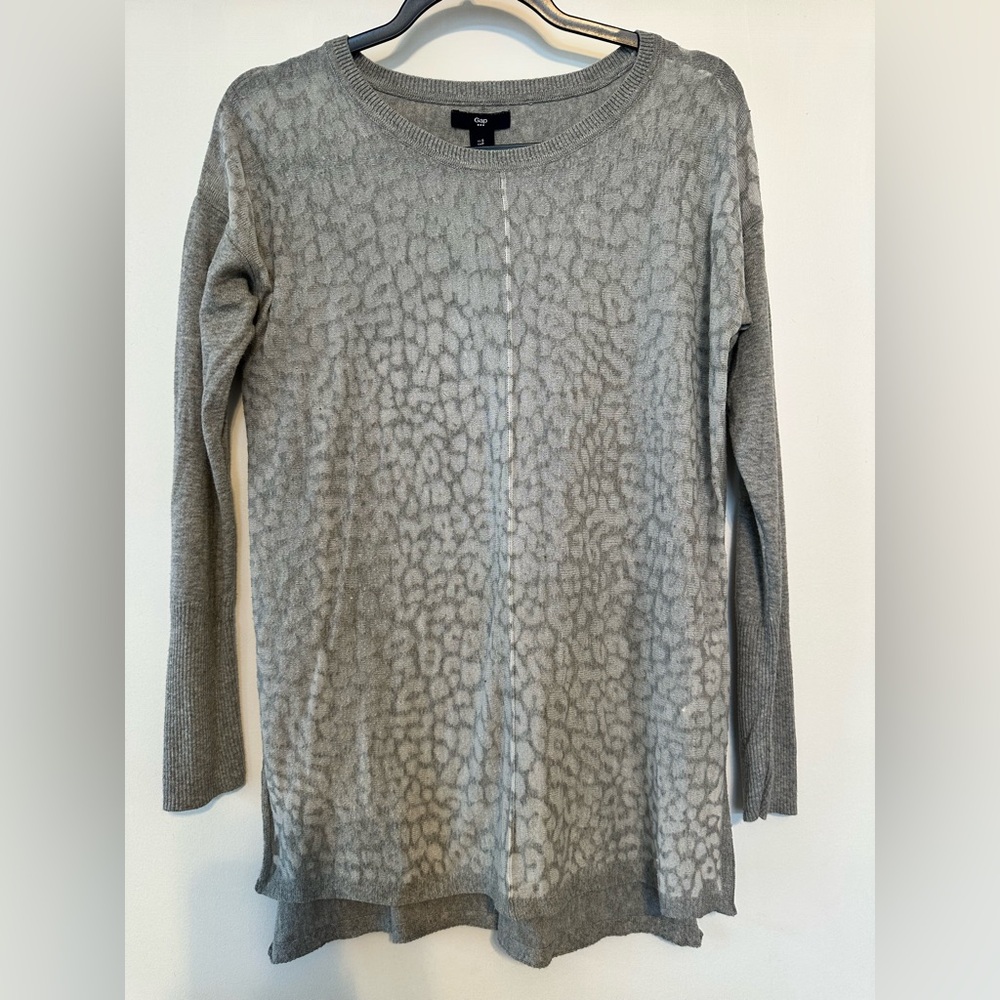 GAP Factory Light Gray Animal Print Sweater